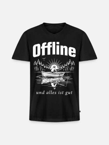 Angeln Natur - Männer Premium Bio T-Shirt mit V-Ausschnitt - Schwarz