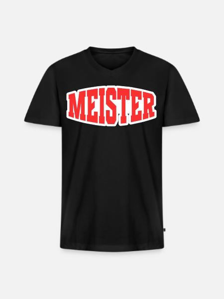 Meister - Männer Premium Bio T-Shirt mit V-Ausschnitt - Schwarz
