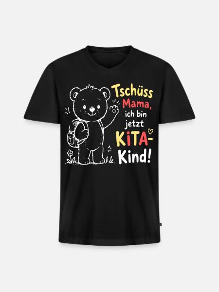 Kita Kind Abschied mit Mama - Männer Premium Bio T-Shirt mit V-Ausschnitt - Schwarz