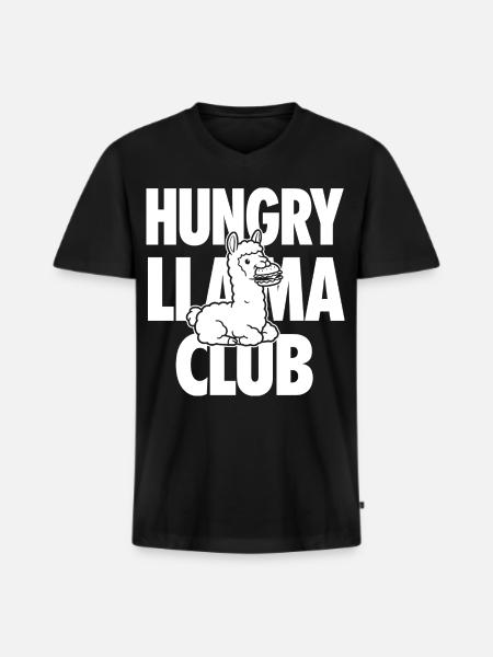 Hungry Llama Club with Burger - Men's Premium Organic T-shirt with V-neck - black