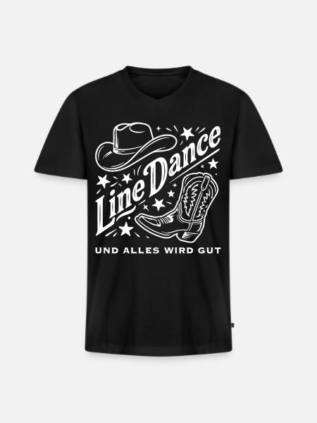 Line Dance Cowboy Flair - Männer Premium Bio T-Shirt mit V-Ausschnitt - Schwarz
