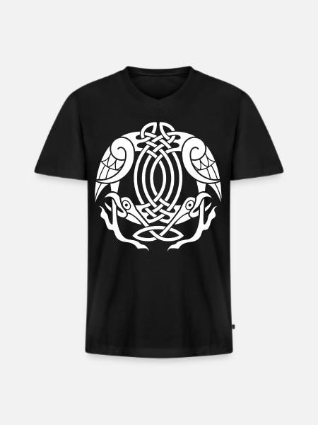 Celtic Eagles (Weiß) - Männer Premium Bio T-Shirt mit V-Ausschnitt - Schwarz