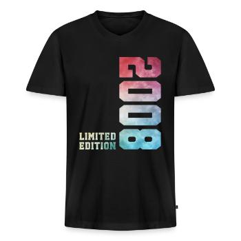18. Geburtstag Limited Edition 2008 Jahrgang 2008 - Männer Premium Bio T-Shirt mit V-Ausschnitt - Schwarz - Vorne - Nico (187cm)