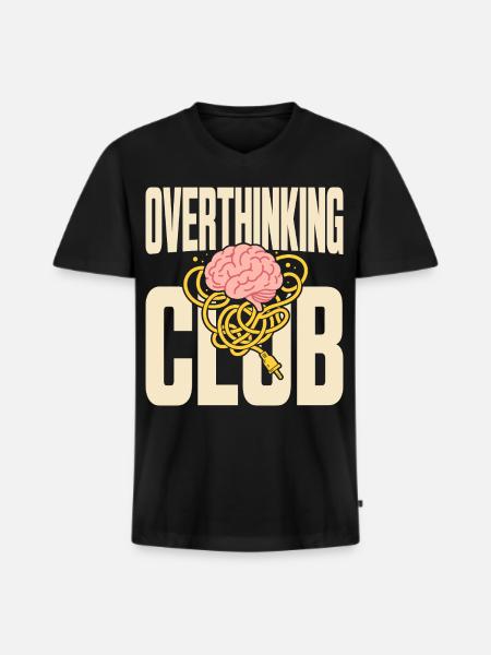 Overthinking Club mit Gedankenchaos - Männer Premium Bio T-Shirt mit V-Ausschnitt - Schwarz