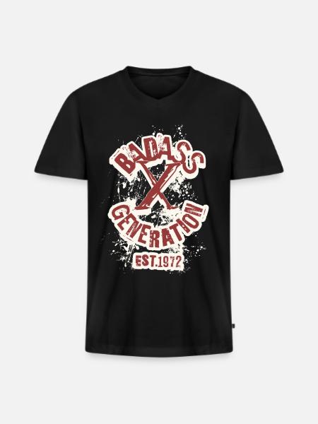 Badass Generation X 1972 - Männer Premium Bio T-Shirt mit V-Ausschnitt - Schwarz