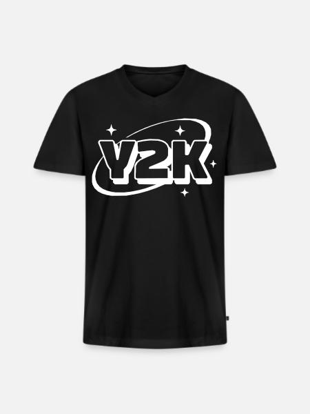 Y2K Neon Retro Stars - Men's Premium Organic T-shirt with V-neck - black