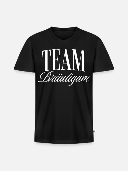 Team Bräutigam - Männer Premium Bio T-Shirt mit V-Ausschnitt - Schwarz
