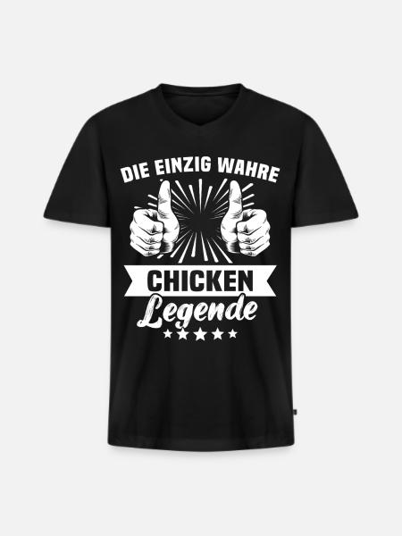 Chicken - Männer Premium Bio T-Shirt mit V-Ausschnitt - Schwarz