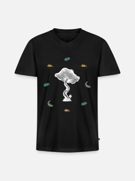 Pilzevollform & Farnekreisfeld - Botanik - Männer Premium Bio T-Shirt mit V-Ausschnitt - Schwarz
