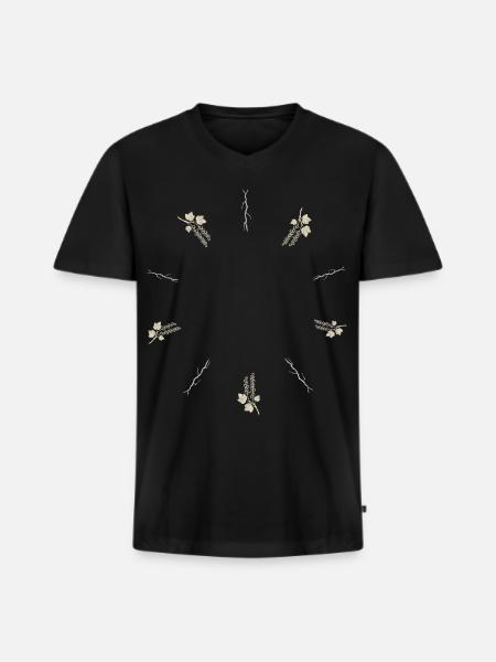 Dornenzweig & Johannisbeeren - Dark Botanical - Männer Premium Bio T-Shirt mit V-Ausschnitt - Schwarz