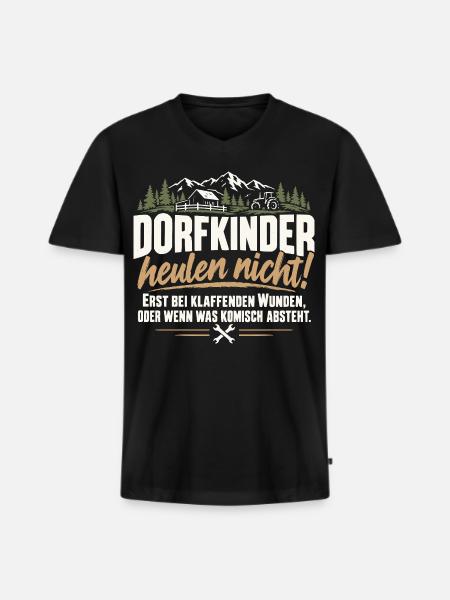 Dorfkinder heulen nicht Landleben - Männer Premium Bio T-Shirt mit V-Ausschnitt - Schwarz