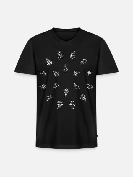 Beerenranke & Farn - Naturmotiv - Männer Premium Bio T-Shirt mit V-Ausschnitt - Schwarz