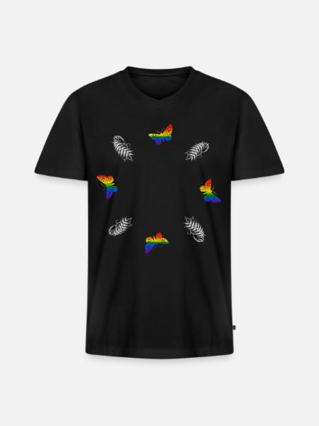 Schmetterling - Botanische Kunst LGBTQ - Männer Premium Bio T-Shirt mit V-Ausschnitt - Schwarz