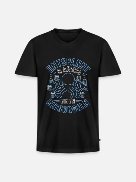 Entspannt achtarmig Saufen - Männer Premium Bio T-Shirt mit V-Ausschnitt - Schwarz