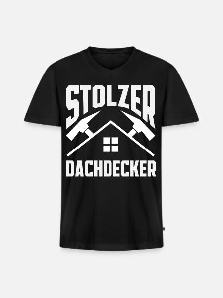 Dachdecker Spruch Lustig Handwerker Geschenk - Männer Premium Bio T-Shirt mit V-Ausschnitt - Schwarz