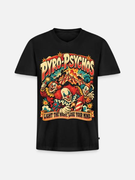 Pyro Clowns - Männer Premium Bio T-Shirt mit V-Ausschnitt - Schwarz