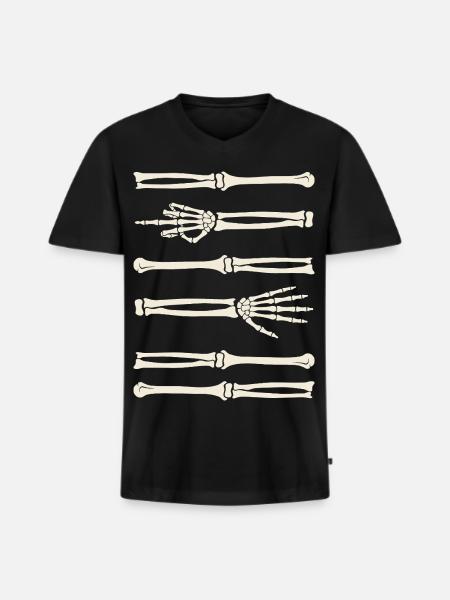 Skelett Kostüm - Männer Premium Bio T-Shirt mit V-Ausschnitt - Schwarz