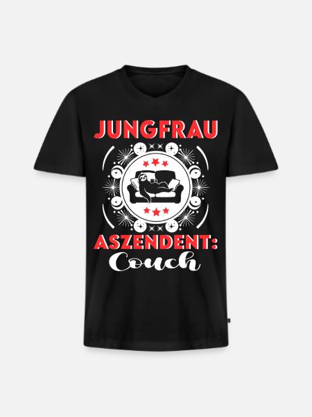 Sternzeichen Jungfrau Aszendent Couch Birthday - Männer Premium Bio T-Shirt mit V-Ausschnitt - Schwarz