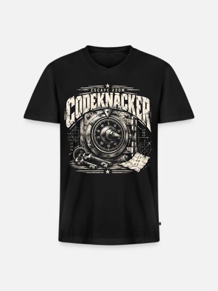 Escape Room Codeknacker - Männer Premium Bio T-Shirt mit V-Ausschnitt - Schwarz