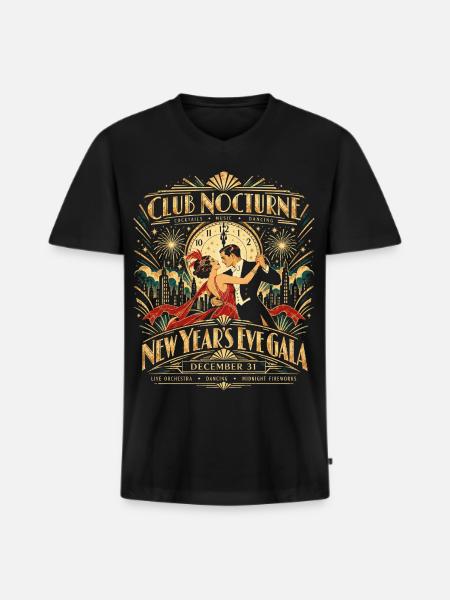 New Years Eve Gala - Männer Premium Bio T-Shirt mit V-Ausschnitt - Schwarz