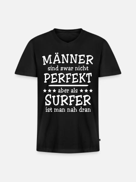 Surfer Männer - Männer Premium Bio T-Shirt mit V-Ausschnitt - Schwarz