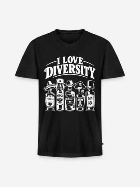 I Love Diversity - Spirituosen - Männer Premium Bio T-Shirt mit V-Ausschnitt - Schwarz