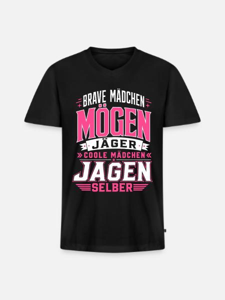 Coole Mädchen jagen selber - Männer Premium Bio T-Shirt mit V-Ausschnitt - Schwarz