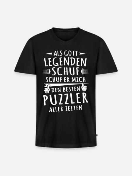 Puzzler - Männer Premium Bio T-Shirt mit V-Ausschnitt - Schwarz