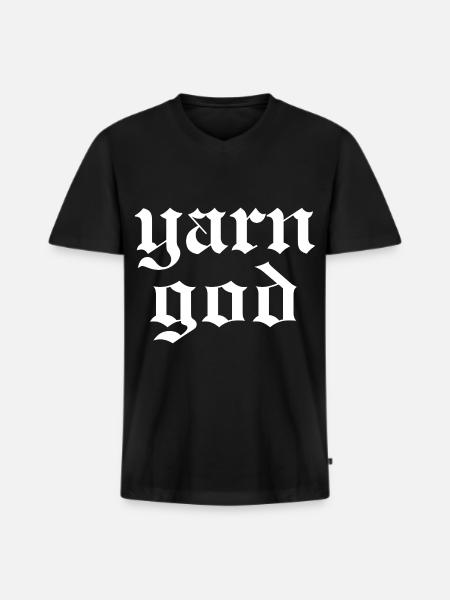 Yarn God - Männer Premium Bio T-Shirt mit V-Ausschnitt - Schwarz