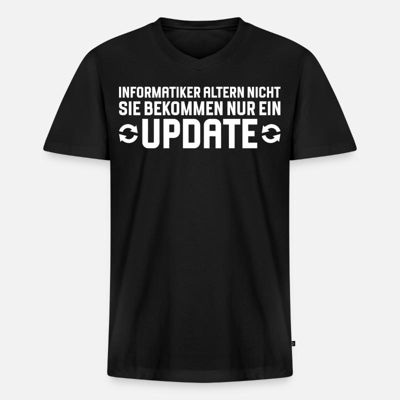 Informatiker altern nicht Programmierer - Männer Premium Bio T-Shirt mit V-Ausschnitt - Schwarz
