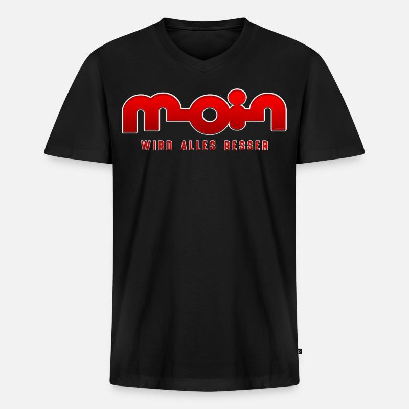 Moin wird alles besser - Männer Premium Bio T-Shirt mit V-Ausschnitt - Schwarz