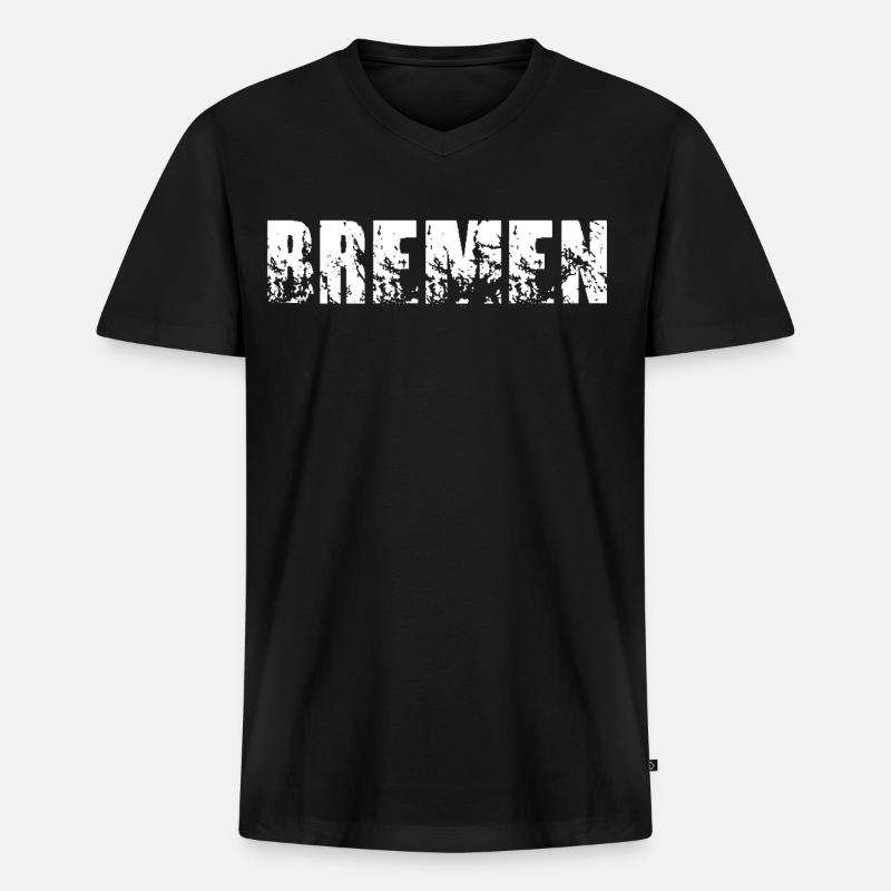 Bremen - Männer Premium Bio T-Shirt mit V-Ausschnitt - Schwarz