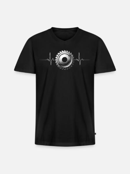 Lustiges Mechaniker Herzschlag - Männer Premium Bio T-Shirt mit V-Ausschnitt - Schwarz