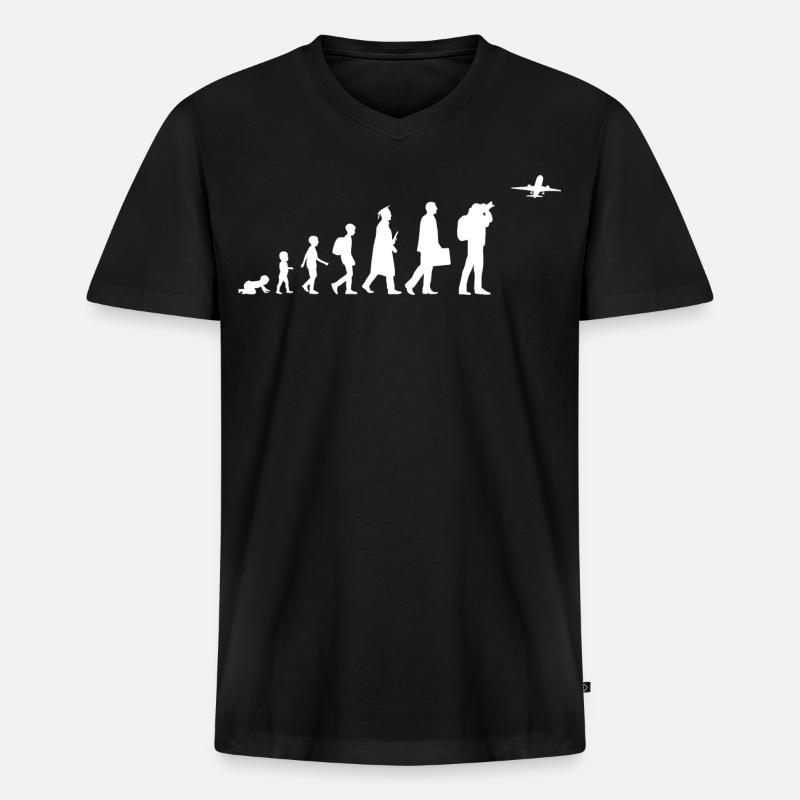 Evolution Flugzeugliebhaber - Männer Premium Bio T-Shirt mit V-Ausschnitt - Schwarz