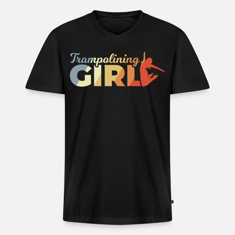 Lustiges Trampolin Mädchen - Männer Premium Bio T-Shirt mit V-Ausschnitt - Schwarz