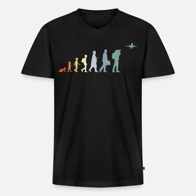 Flugzeugbeobachter Evolution - Männer Premium Bio T-Shirt mit V-Ausschnitt - Schwarz