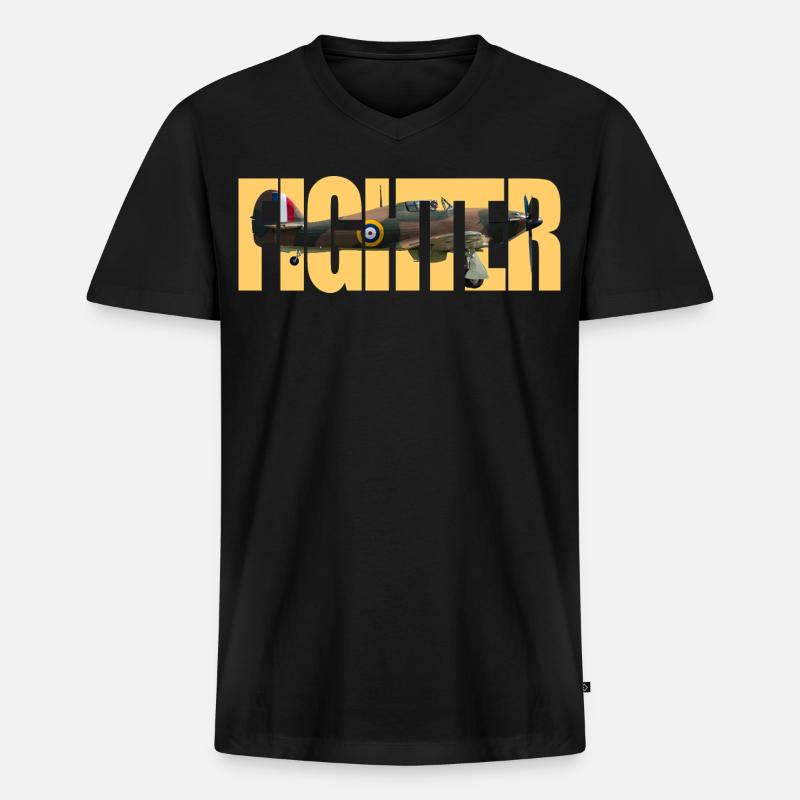 Fighter Hurricane - Männer Premium Bio T-Shirt mit V-Ausschnitt - Schwarz