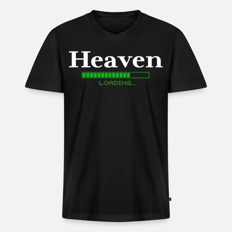 Heaven Loading -  christlich - Männer Premium Bio T-Shirt mit V-Ausschnitt - Schwarz