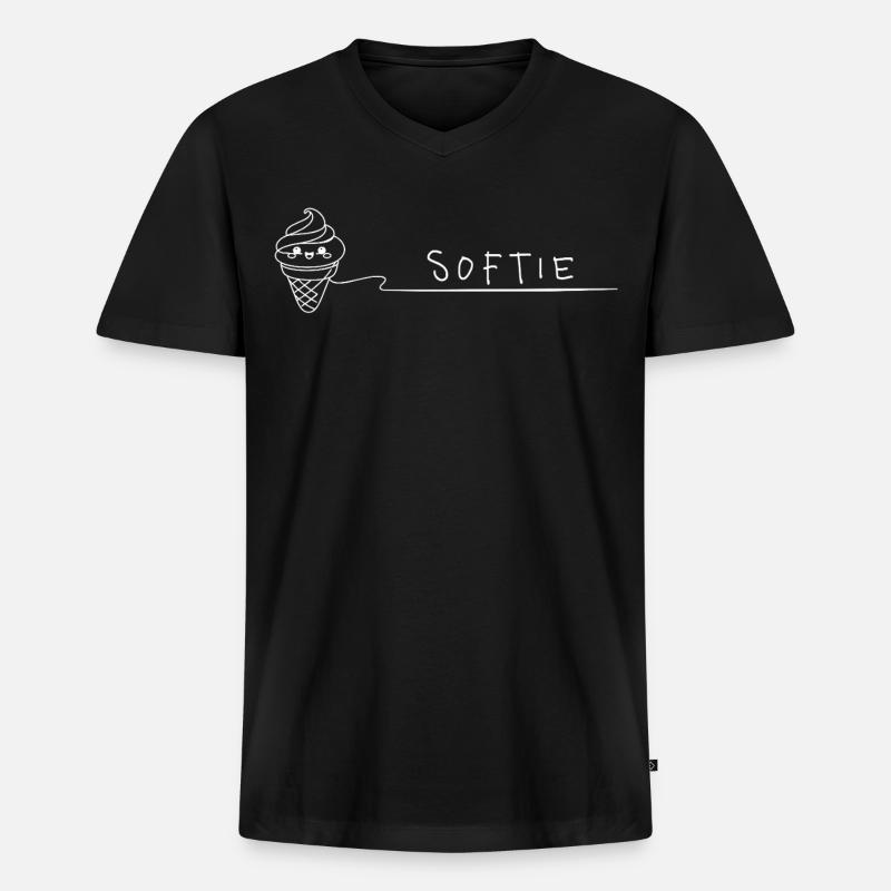Softie. Softeis Liebe Minimal Oneline - Männer Premium Bio T-Shirt mit V-Ausschnitt - Schwarz