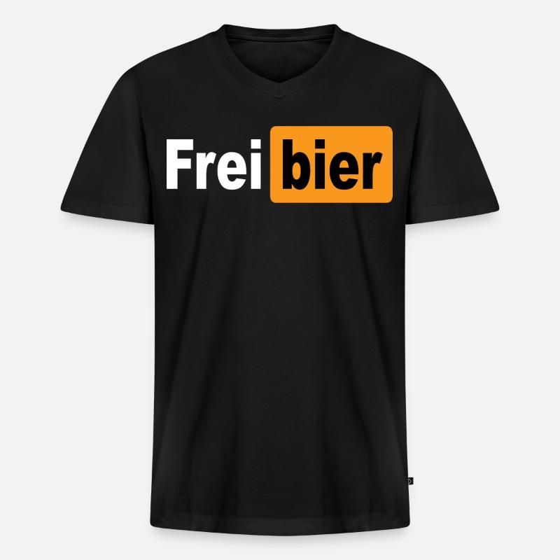 FREIBIER - Männer Premium Bio T-Shirt mit V-Ausschnitt - Schwarz