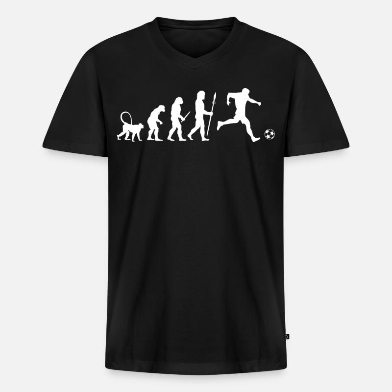 Fußball Evolution - Männer Premium Bio T-Shirt mit V-Ausschnitt - Schwarz