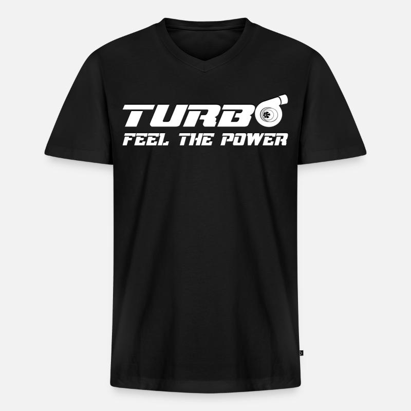 Turbo - Männer Premium Bio T-Shirt mit V-Ausschnitt - Schwarz