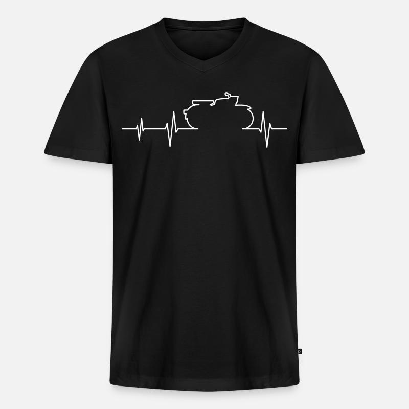 Simson Sperber Habicht EKG - Männer Premium Bio T-Shirt mit V-Ausschnitt - Schwarz