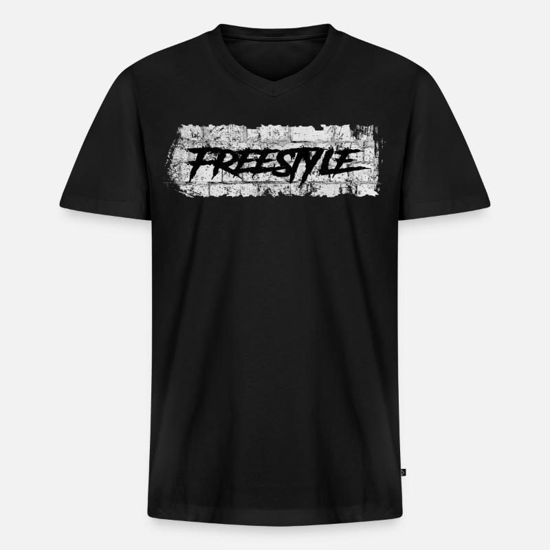 Freistil - Männer Premium Bio T-Shirt mit V-Ausschnitt - Schwarz