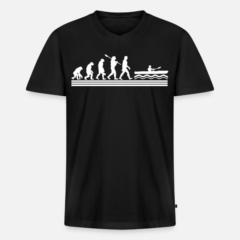 Kajak Evolution - Männer Premium Bio T-Shirt mit V-Ausschnitt - Schwarz