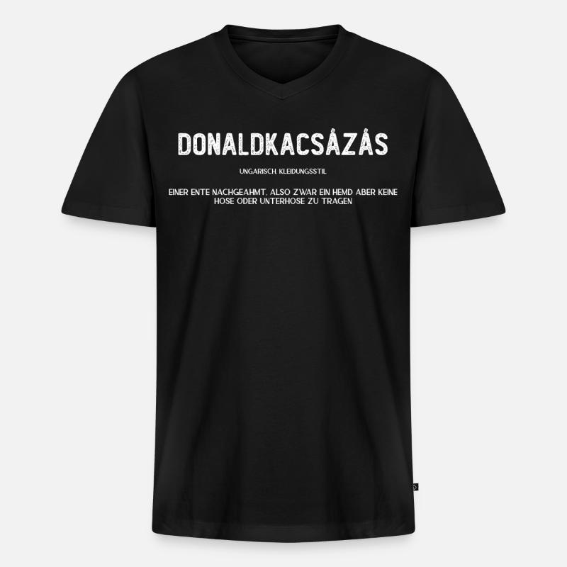 donaldkacsazas w - Männer Premium Bio T-Shirt mit V-Ausschnitt - Schwarz