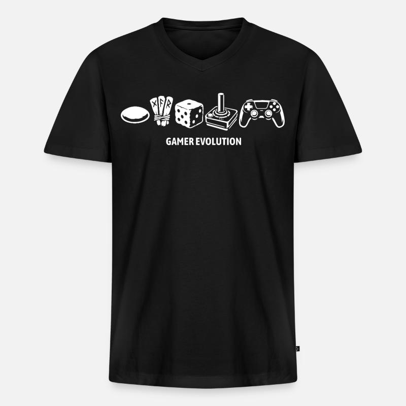 Controller Evolution | Gamer - Männer Premium Bio T-Shirt mit V-Ausschnitt - Schwarz