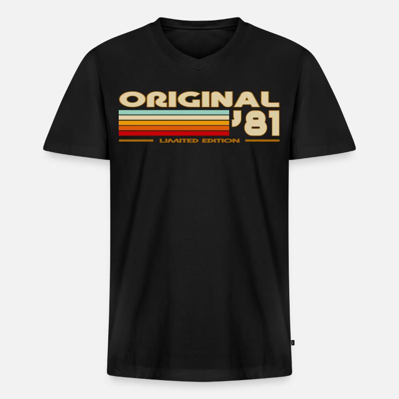 1981 - Männer Premium Bio T-Shirt mit V-Ausschnitt - Schwarz