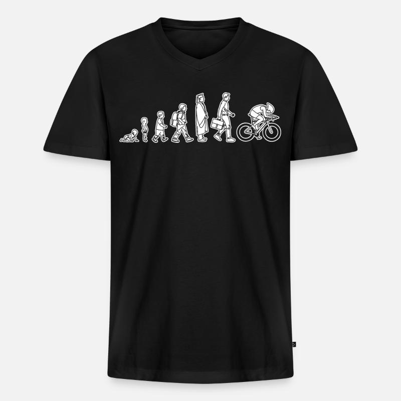 Evolution eines Radfahrers - Männer Premium Bio T-Shirt mit V-Ausschnitt - Schwarz