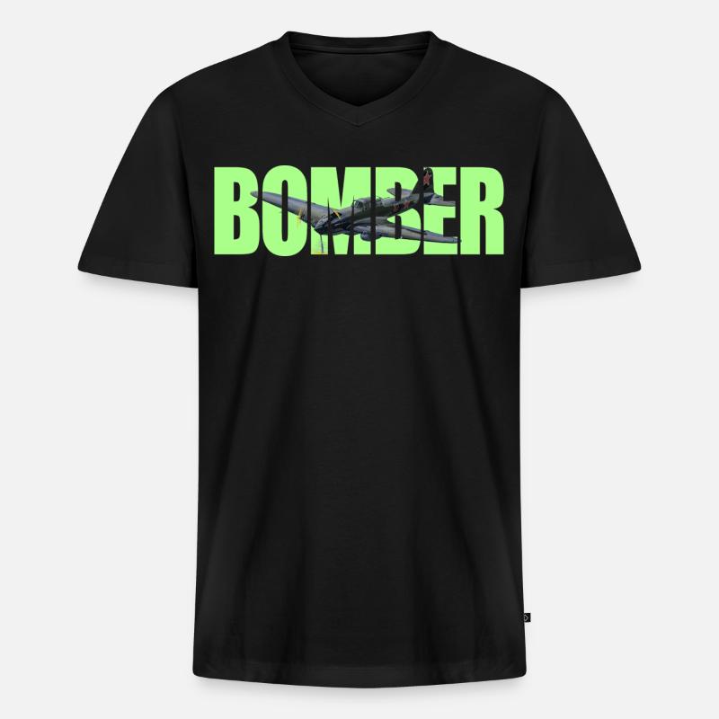 Bomber IL-2 - Männer Premium Bio T-Shirt mit V-Ausschnitt - Schwarz